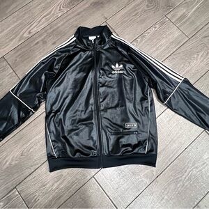 Adidas Originals Chile 20 Faux Leather Track Jacket Black White Trefoil Size XL